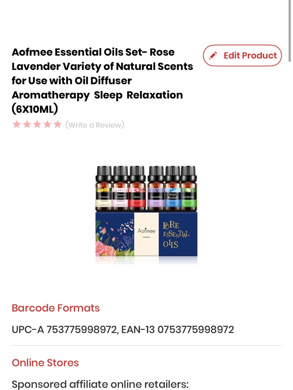 Lavender & Rose Essential Oil Set - 6 x 10ml, Blue Packaging